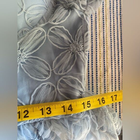 LULUS  EXCEEDINGLY ELEGANT BLUE FLORAL APPLIQUÉ BUSTIER MIDI DRESS SZ L NWT - Picture 16 of 17